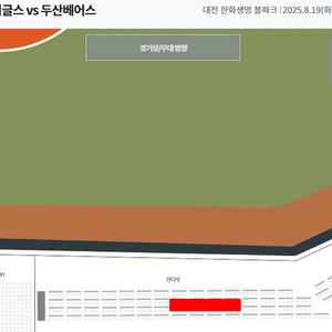 8/19(화) 한화이글스 VS 두산베어스 밤켈존(잔디석) 4연석