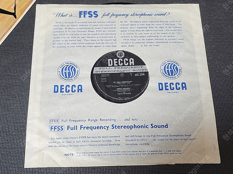 영국 DECCA 초반 FALLA THREE CORNERED HAT ED1 SXL 2296 LP 레코드판 이미지