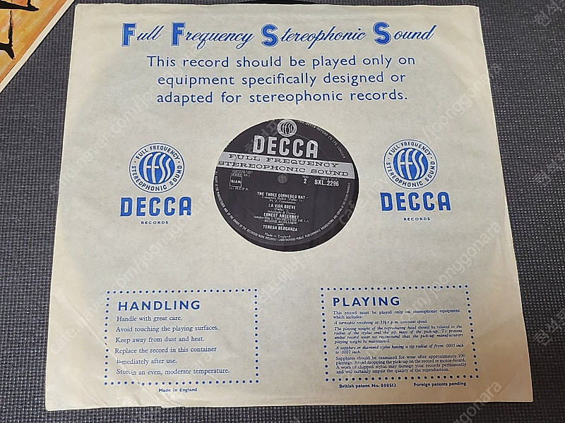 영국 DECCA 초반 FALLA THREE CORNERED HAT ED1 SXL 2296 LP 레코드판 이미지