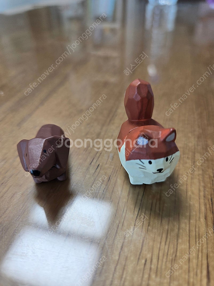 가챠 가와사키 세이지 목각 동물 닥스훈트, 고양이 2종...--1