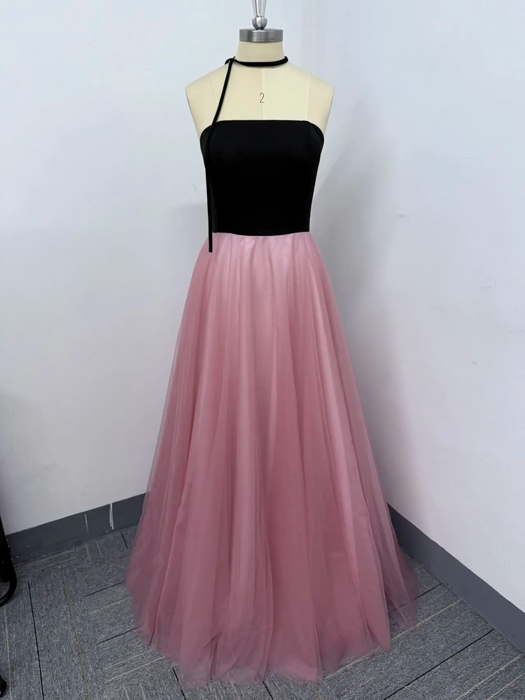 xpay 커스텀 유색 웨딩 드레스 (탑-검은색 / 치마-분홍색) 가격다운 이미지