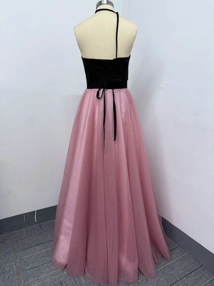 xpay 커스텀 유색 웨딩 드레스 (탑-검은색 / 치마-분홍색) 가격다운 이미지