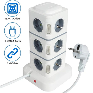 새제품> 타워형 멀티콘센트 2500W / 220v 콘센트 12개 및 USB-A 포트 4개->추가 할인