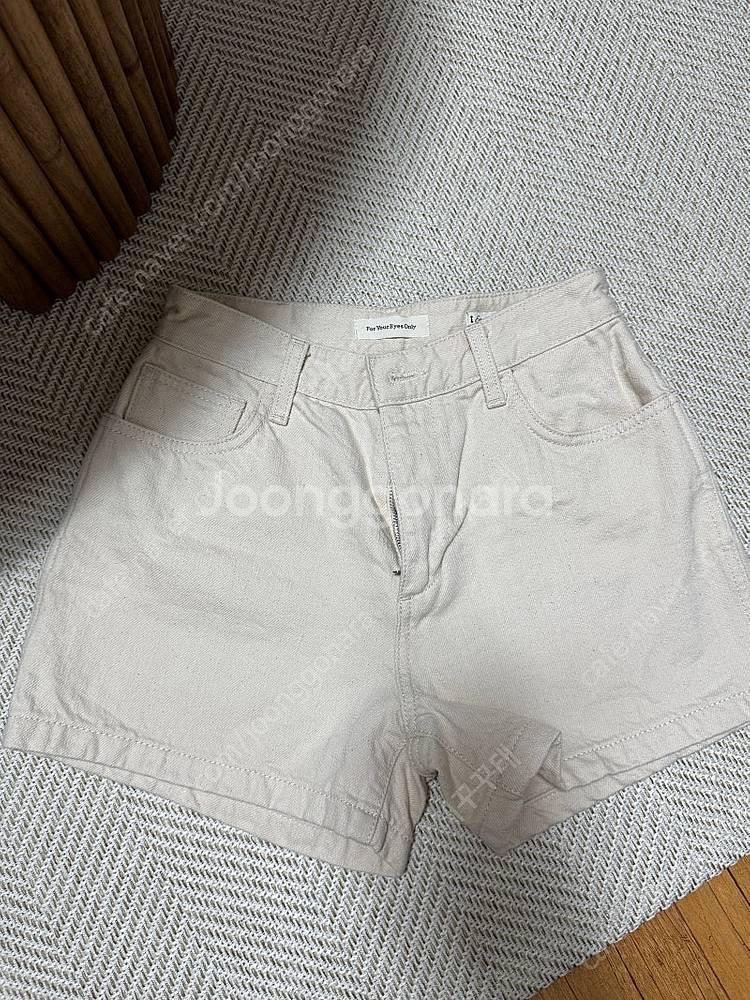 포유온 alya denim shorts (내츄럴 34)--4