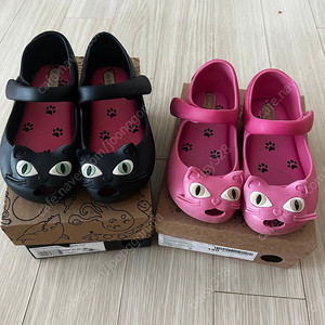 미니멜리사 울트라걸 고양이 젤리슈즈 블랙캣 핑크캣 160 유아젤리슈즈 고양이신발