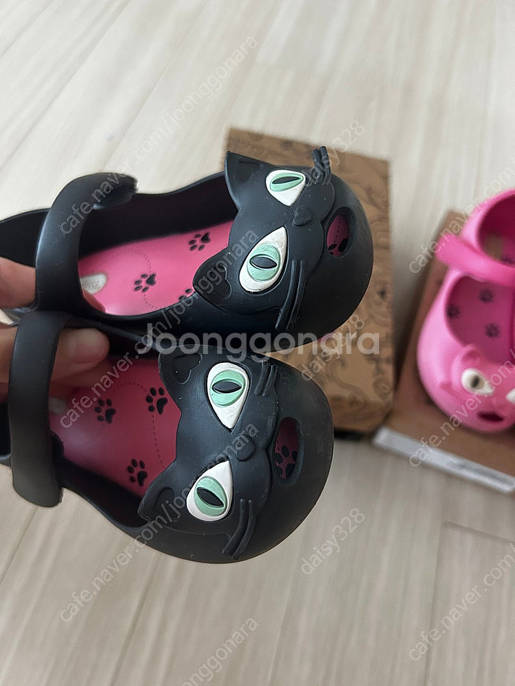 미니멜리사 울트라걸 고양이 젤리슈즈 블랙캣 핑크캣 160 유아젤리슈즈 고양이신발--1