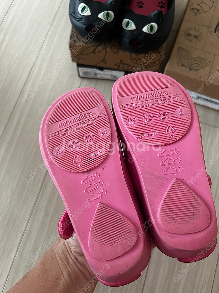 미니멜리사 울트라걸 고양이 젤리슈즈 블랙캣 핑크캣 160 유아젤리슈즈 고양이신발--5