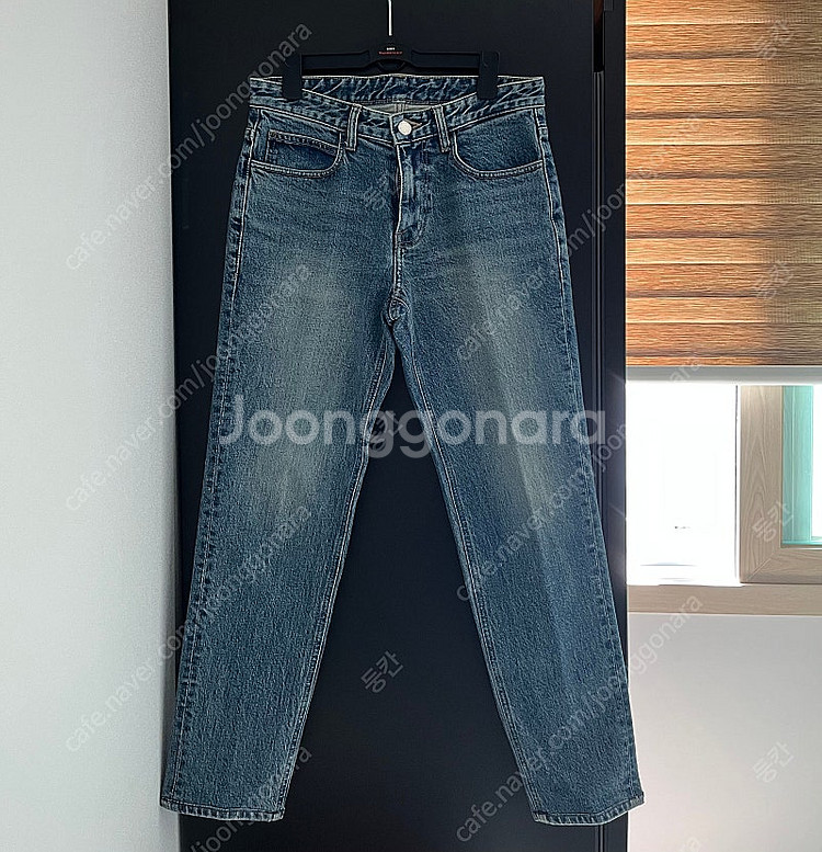 21fw 솔리드옴므 슬림 크롭 데님 중청--0