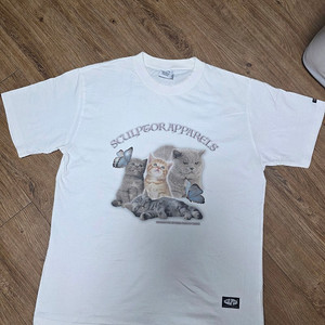 스컬프터 아기 고양이 키튼 반팔 티셔츠 화이트 s
