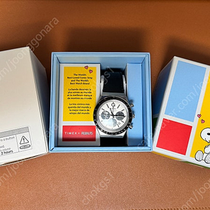 큐 타이멕스 크로너 스누피 Q Timex Chronograph x Peanuts Snoopy 40mm Leather Strap Watch   TW2W68900