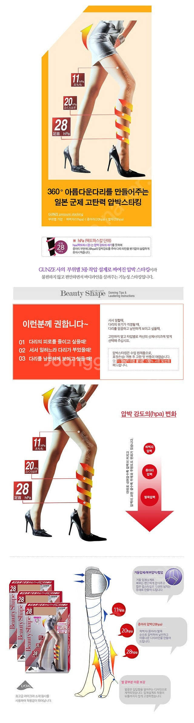 미개봉 일제 GUNZE 고압박 압박스타킹 M 새상품 승...--3