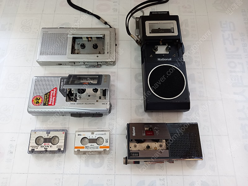 빈티지 네쇼날 소니 아이와 휴대용 녹음기 4개--1