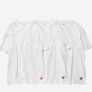 휴먼메이드 하트 티셔츠 화이트 라지,엑스라지 Human Made T-Shirts White (3 Pack)