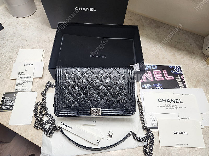 새상품) 샤넬보이 캐비어 빈티지은장WOC 풀셋--0