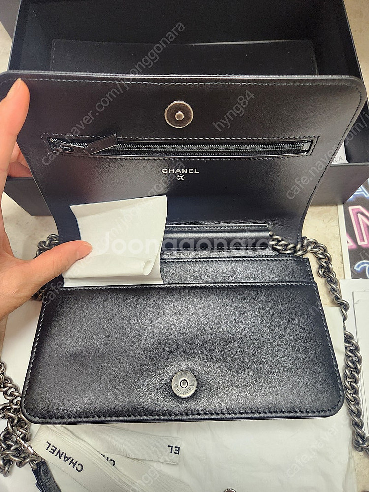 새상품) 샤넬보이 캐비어 빈티지은장WOC 풀셋--2