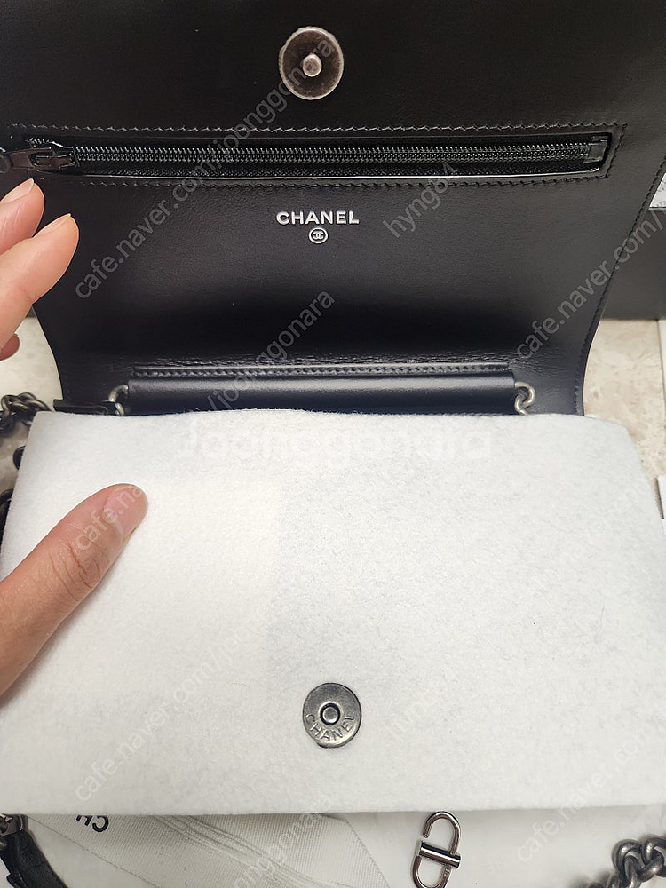 새상품) 샤넬보이 캐비어 빈티지은장WOC 풀셋--5