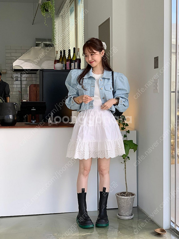 바이씨니 도트 퍼프 데님 자켓 :)--1