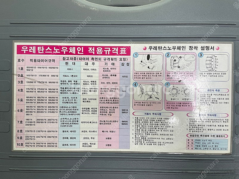 자동차용 우레탄 스노우체인 미사용 새제품 팝니다--3