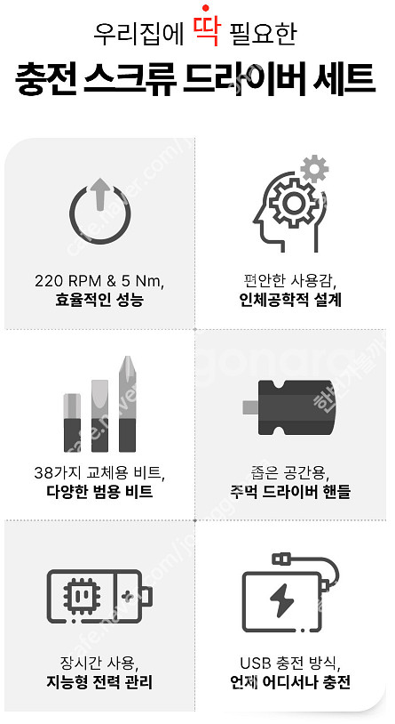 스킬 4V 스크류 드라이버셋트 본체 + 42PCS 악세...--2