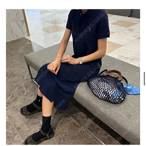 (한정판)폴로 랄프로렌 여성 메쉬 피케셔츠 카라 롱원피스 롱스커트