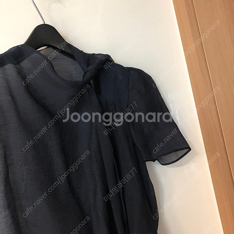 님프 23년 오간자 시스루 반팔 퍼프 블라우스 샤 리본...--5