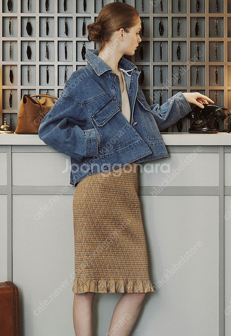 마인 오버사이즈 펄 버튼 데님 자켓--0