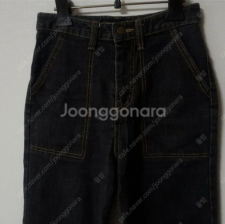 럽미 흑청 데님 기모 와이드 팬츠 바지 S 스티치 / ...--4