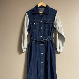 투톤배색 벨티드 청데님 원피스 44-66