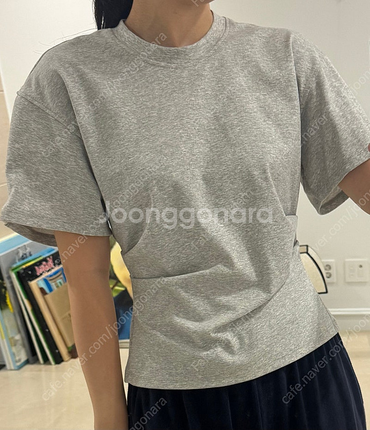 허리셔링 반팔티 그레이--0