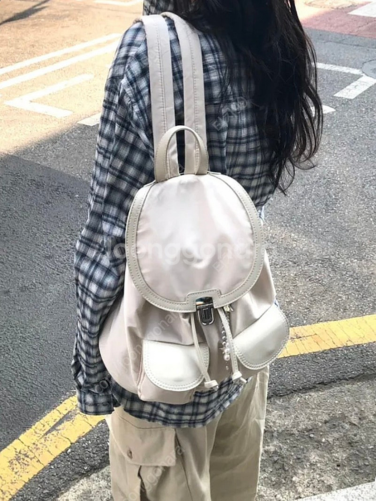 투포켓 나일론 백팩 (아이보리)--0