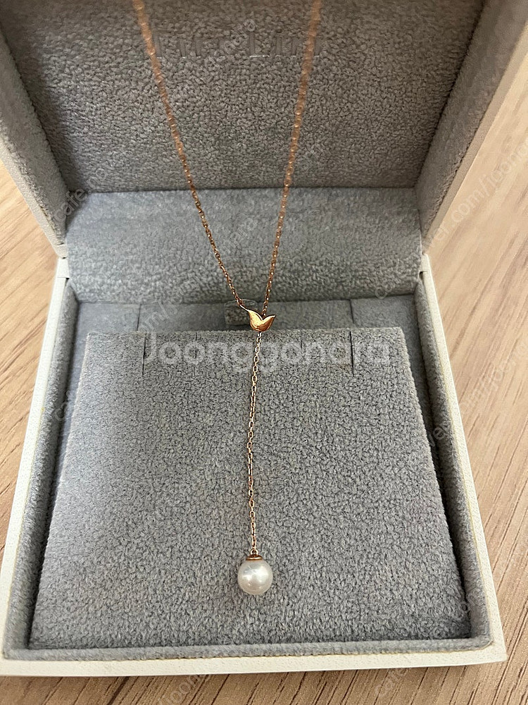 티르리르 14k 진주 y자형 목걸이 로즈골드--0