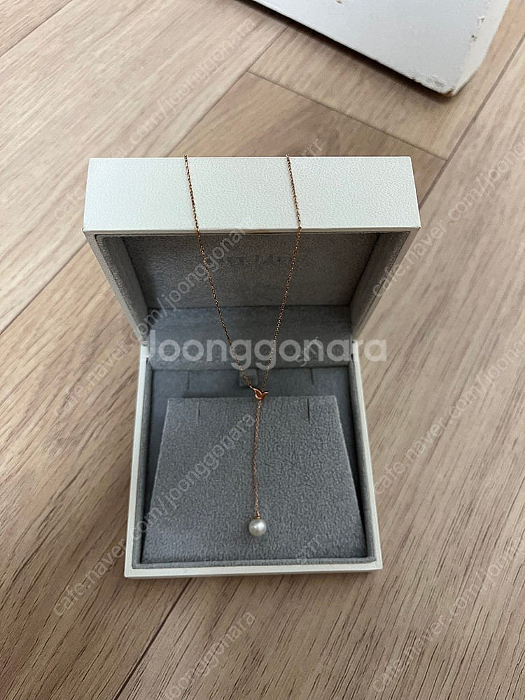 티르리르 14k 진주 y자형 목걸이 로즈골드--2
