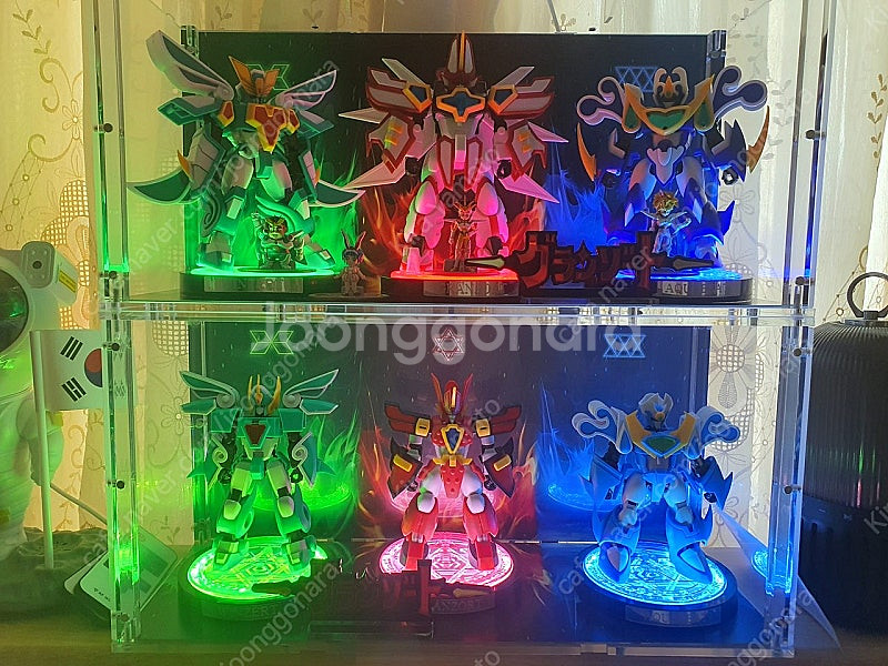 모데로이드 그랑죠3종&슈퍼그랑죠3종&아크릴장식장(Led)&주인공도색캐릭터 3명,구리구리포함 총4종&마법진베이스--0