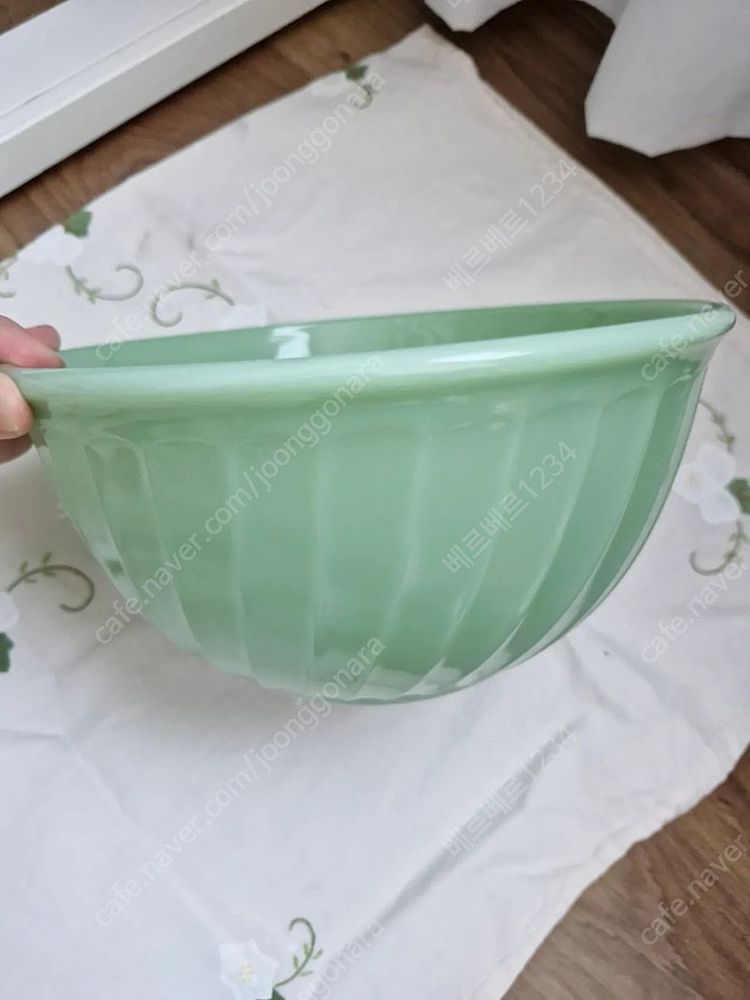 미국빈티지 파이어킹 제디트 쉘 스월 믹싱볼 밀크글라스 23cm--1