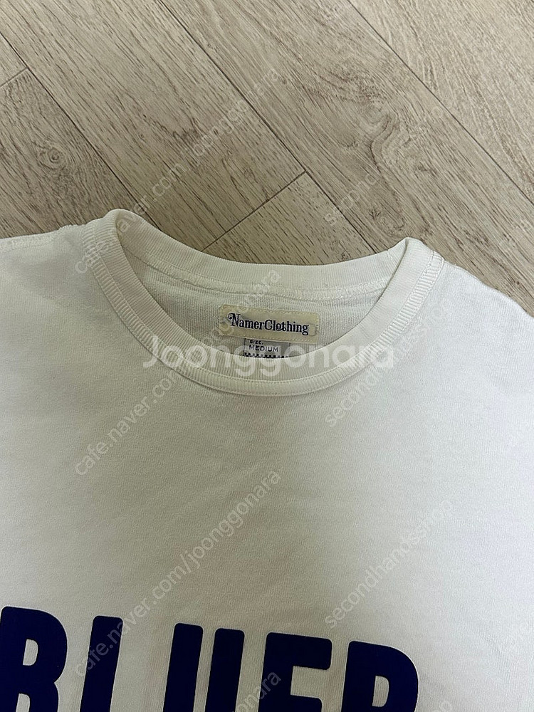 (M) 네이머클로딩 BLUER 팀 티셔츠 화이트--1