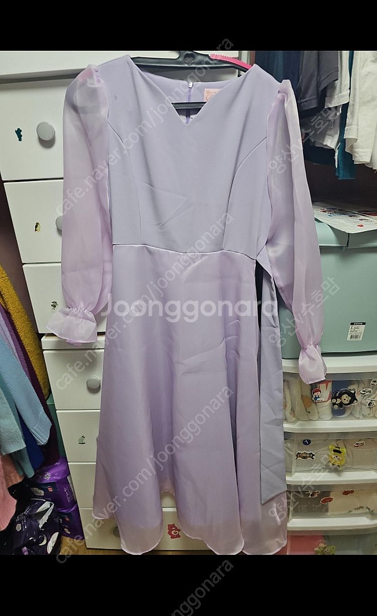 보라색 롱 원피스--0