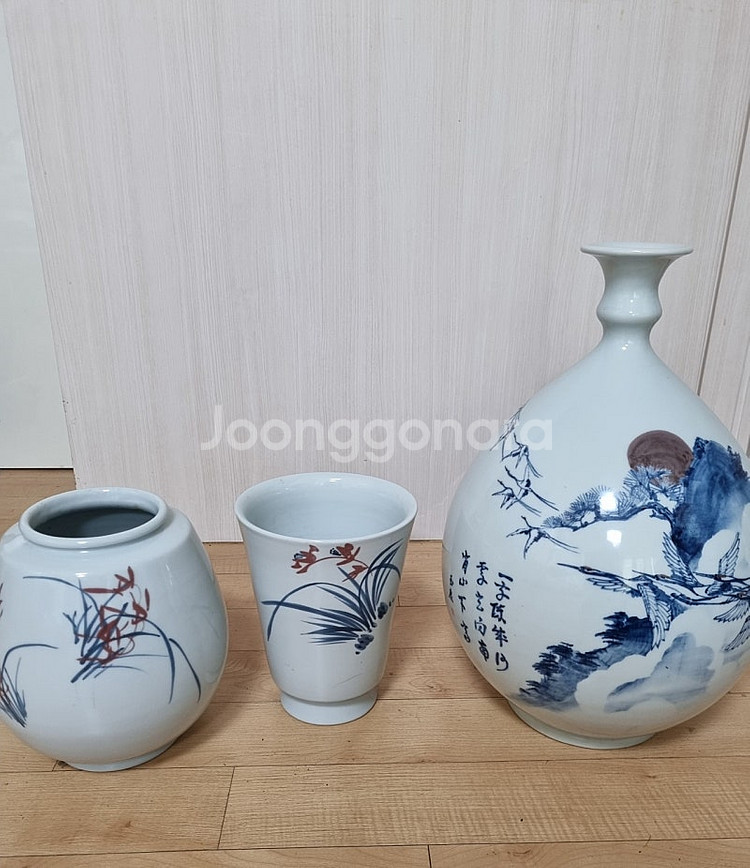 오래된 도자기 옥천 도예 도자기 3점 개별--0