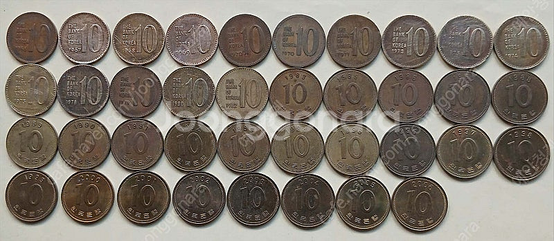 구10원동전 1966년부터 70년 적동화,황동화 포함 ...--0