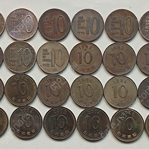 구10원동전 1966년부터 70년 적동화,황동화 포함 2006년 최종까지 38종 사용제 와 신동전 2006년부터2021년까지 15종세트 총54종