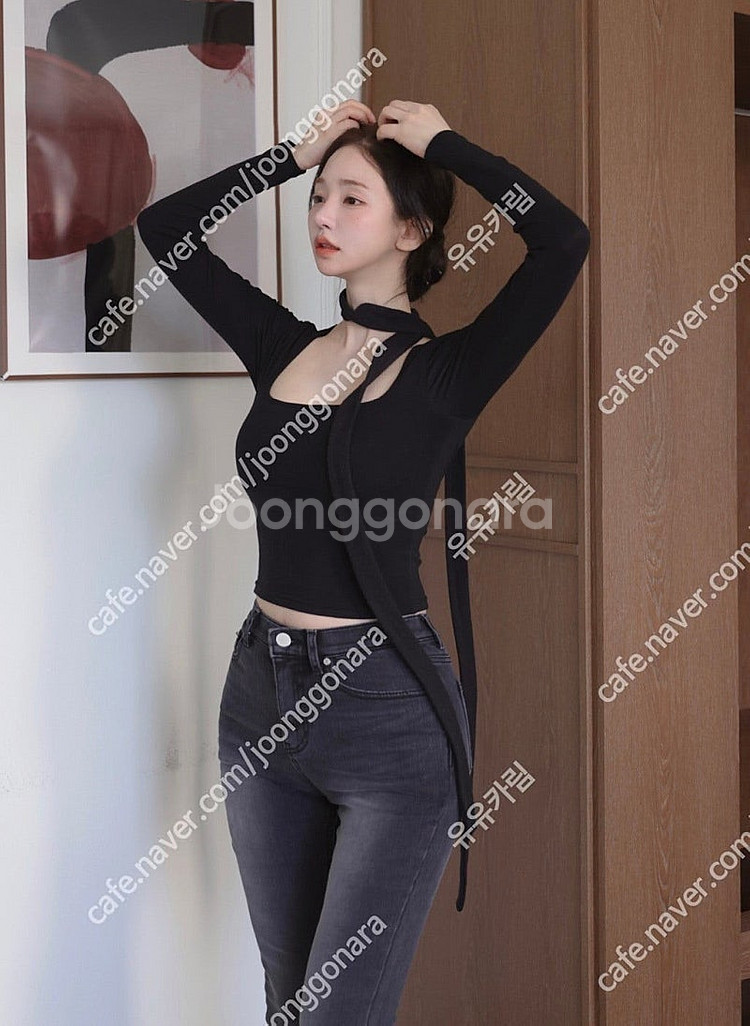 카인다미 골반볼륨업 하이웨스트 세미부츠컷 흑청 M, 카...--4