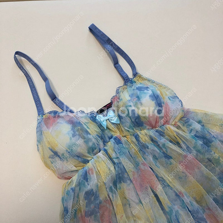 *미착용* 라란제리 망사 샤 레이스 수채화 슬립 투피스 세트 셋업--2