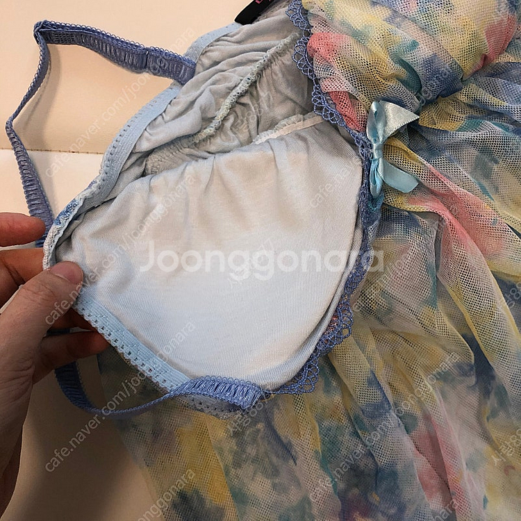 *미착용* 라란제리 망사 샤 레이스 수채화 슬립 투피스 세트 셋업--4