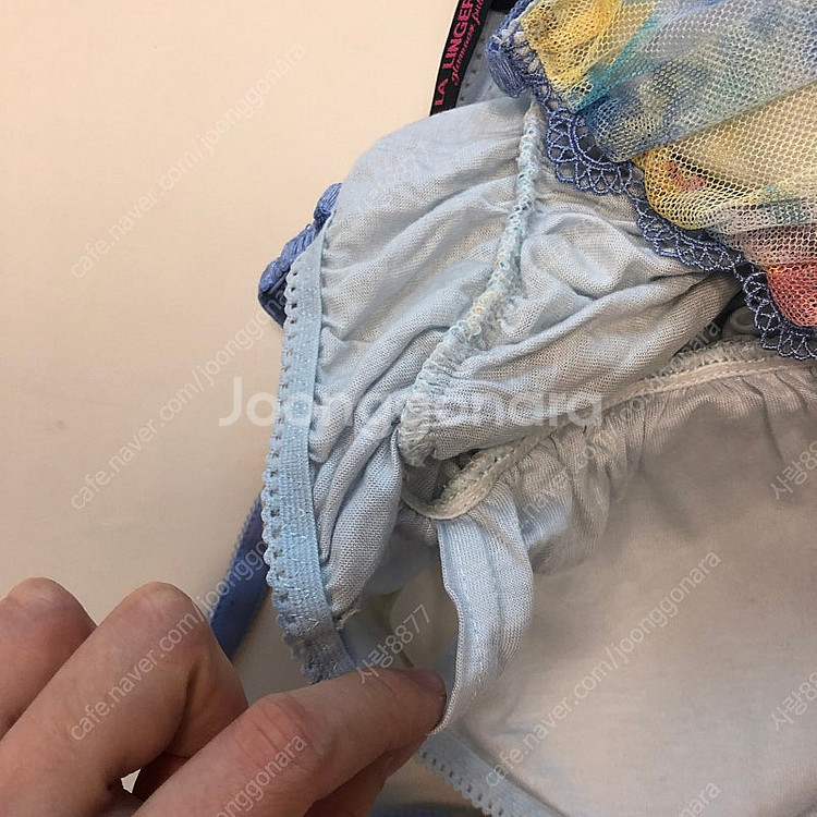 *미착용* 라란제리 망사 샤 레이스 수채화 슬립 투피스 세트 셋업--5