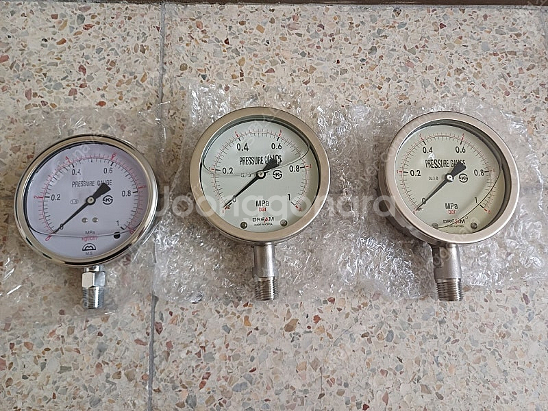 미사용 STS 오일압력계 (오일충만식) 압력게이지 3개...--0
