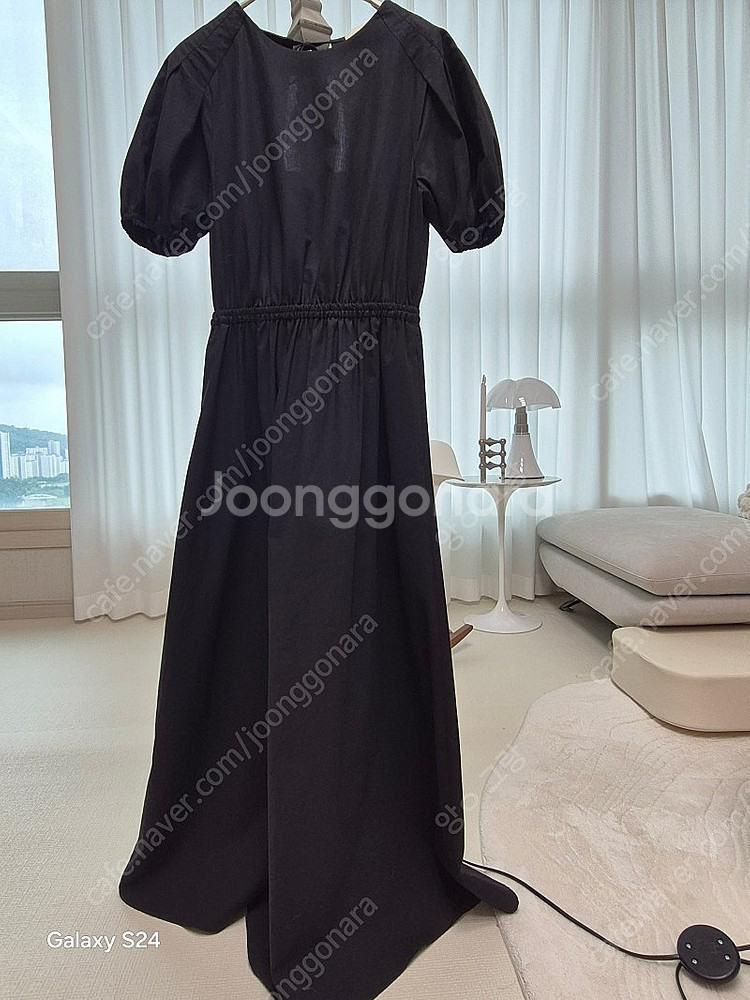 아떼 블랙 린넨혼방 반팔 원피스 24ss--2
