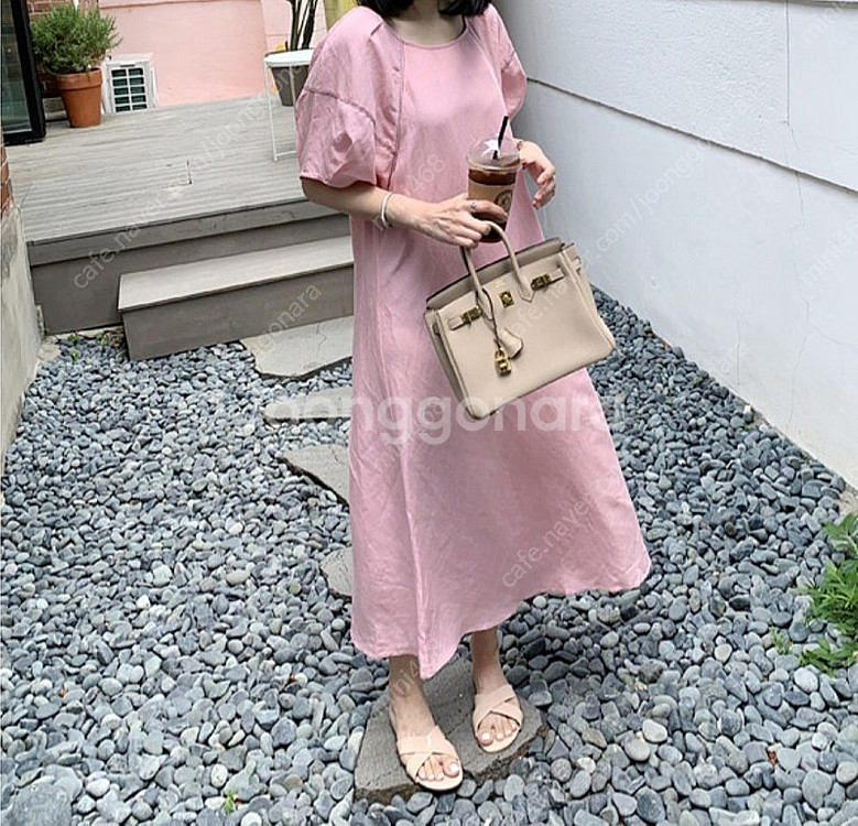 르꼬르망 린넨스티치퍼프원피스 프리--2