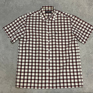 105-110 YSL 생로랑 로고 반팔 체크 셔츠