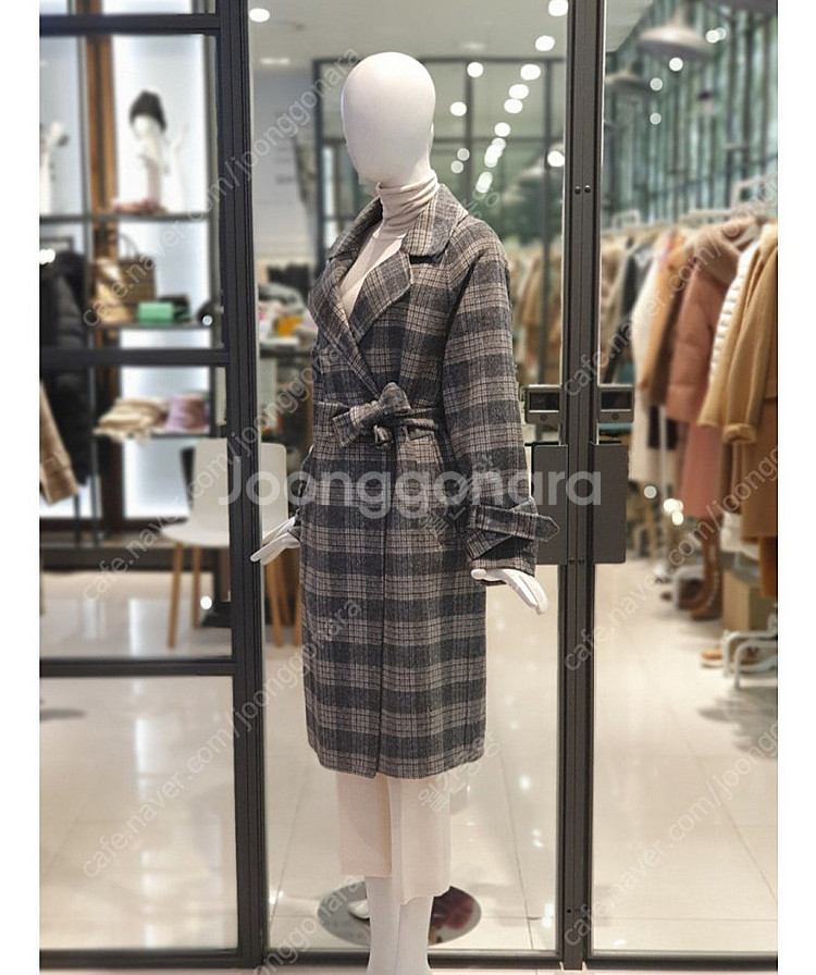 듀엘(DEW L) 체크 울코트 롱코트 그레이색상 55사...--8