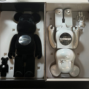 atmos 베어브릭 400% +100% 세트 화이트, 블랙