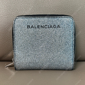 발렌시아가 글리터 코인 반지갑 실버